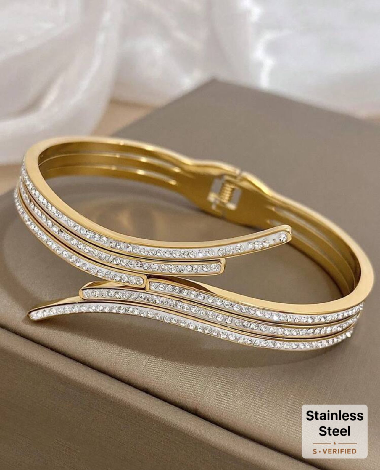 PC Unique Design Gold Color Stainless Steel Bracelet Stackable Bangle