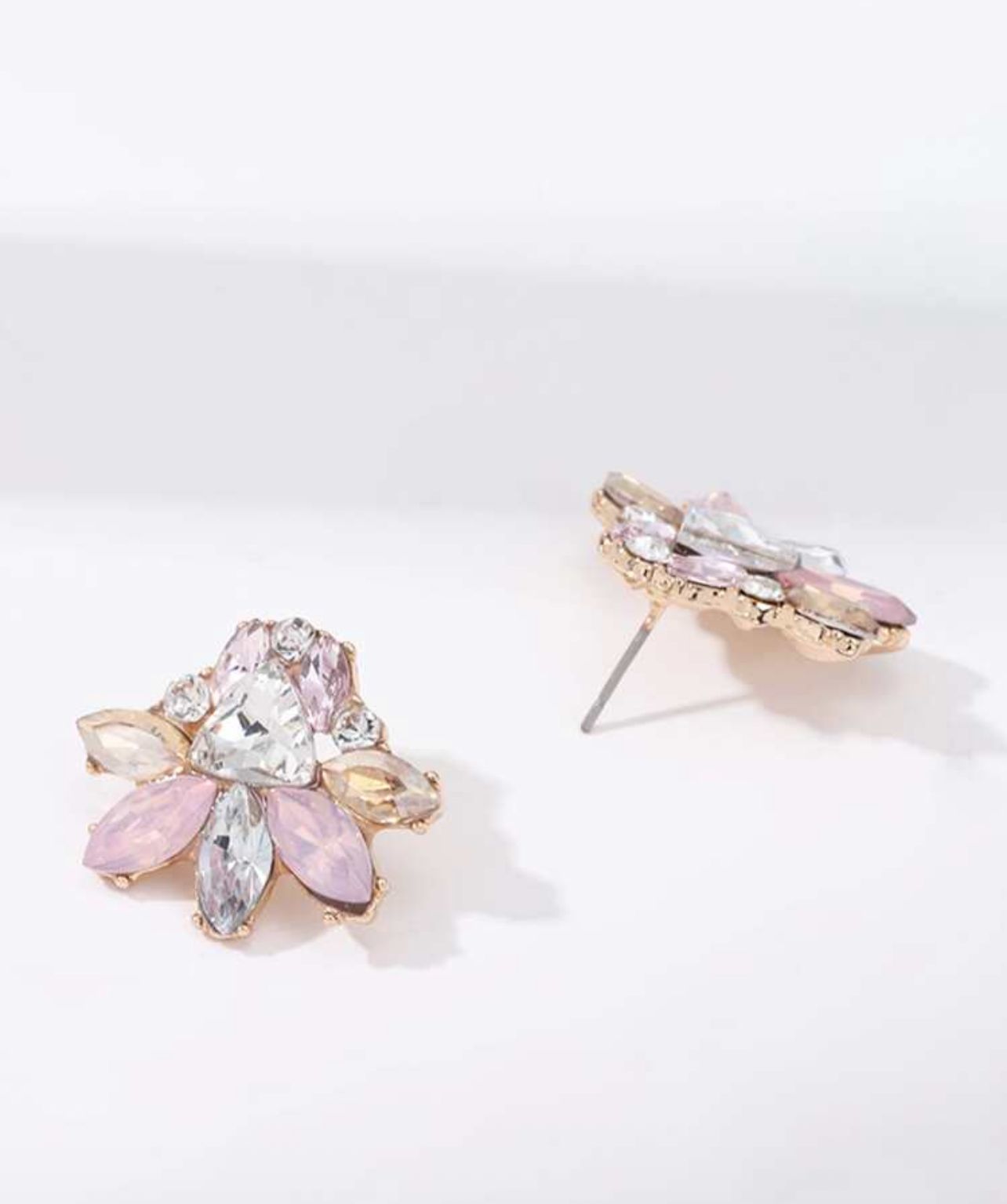 1 Pair Pink Rhinestone Bee Stud Earrings