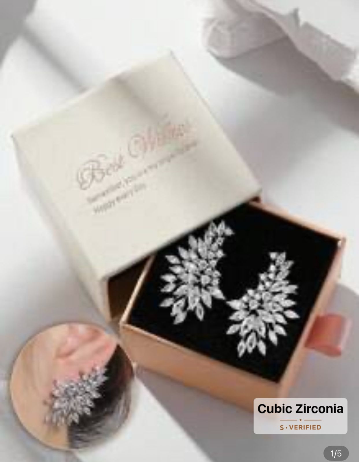 Gift Box Set Elegant Luxury Fully Paved Crystal Icy Wing earimgs