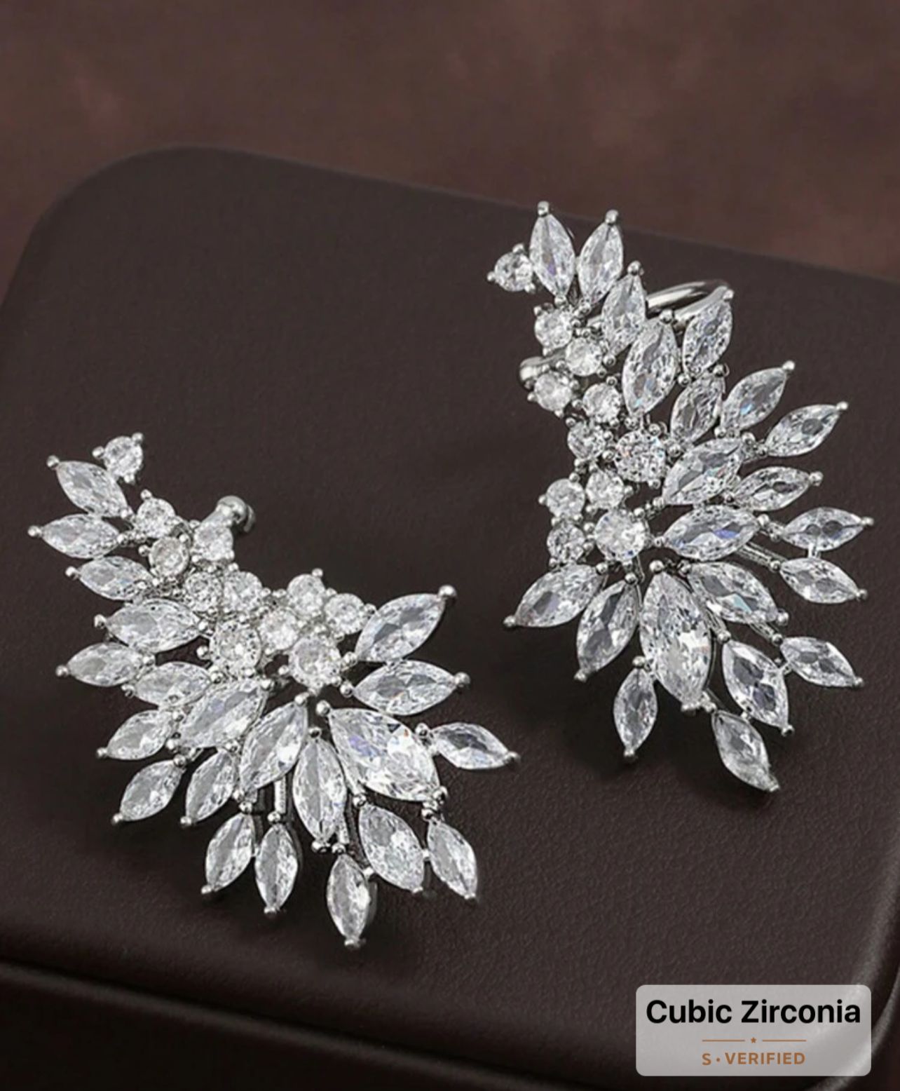 Gift Box Set Elegant Luxury Fully Paved Crystal Icy Wing earimgs