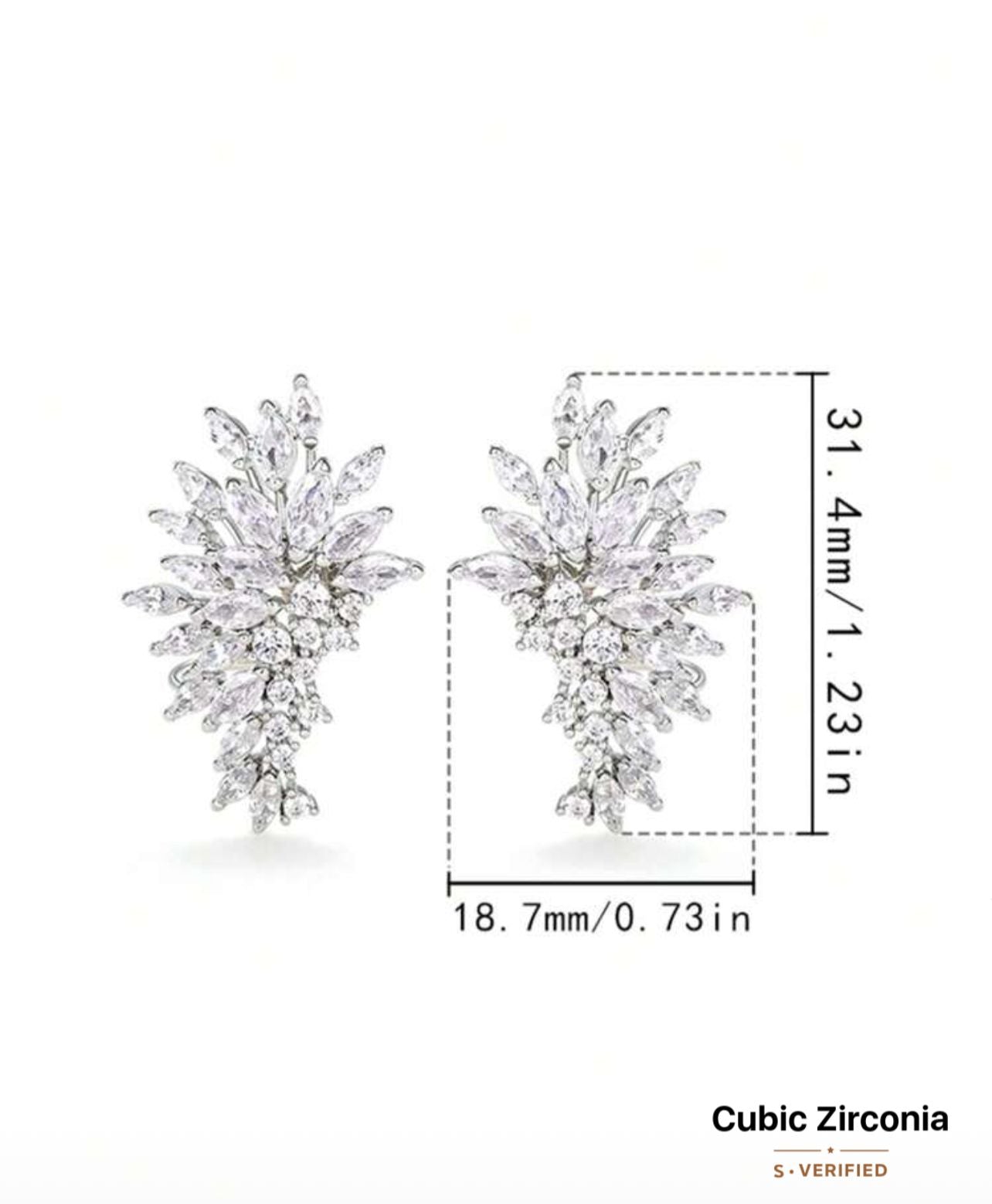 Gift Box Set Elegant Luxury Fully Paved Crystal Icy Wing earimgs