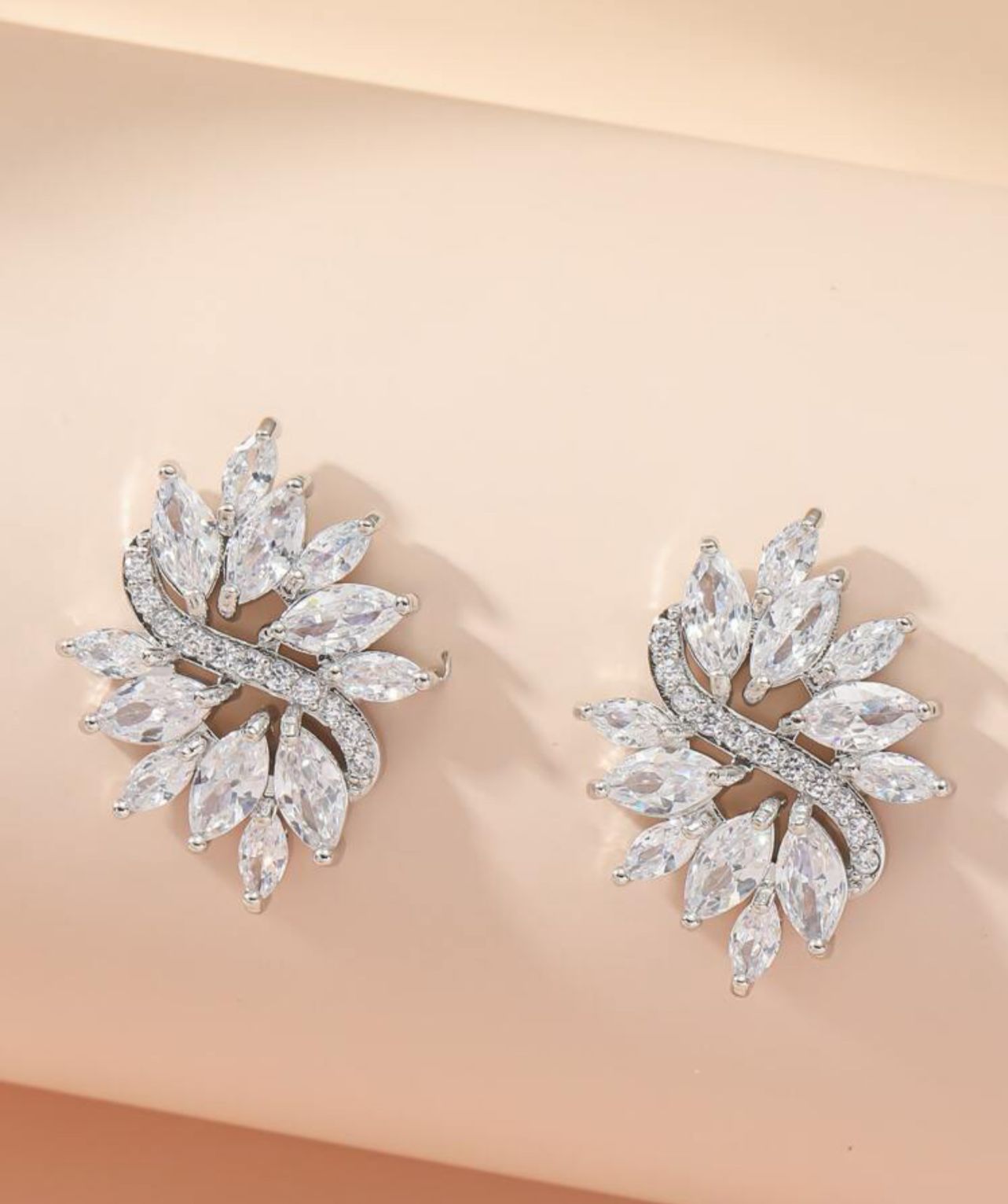 Cubic Zirconia Decor Stud Earrings
