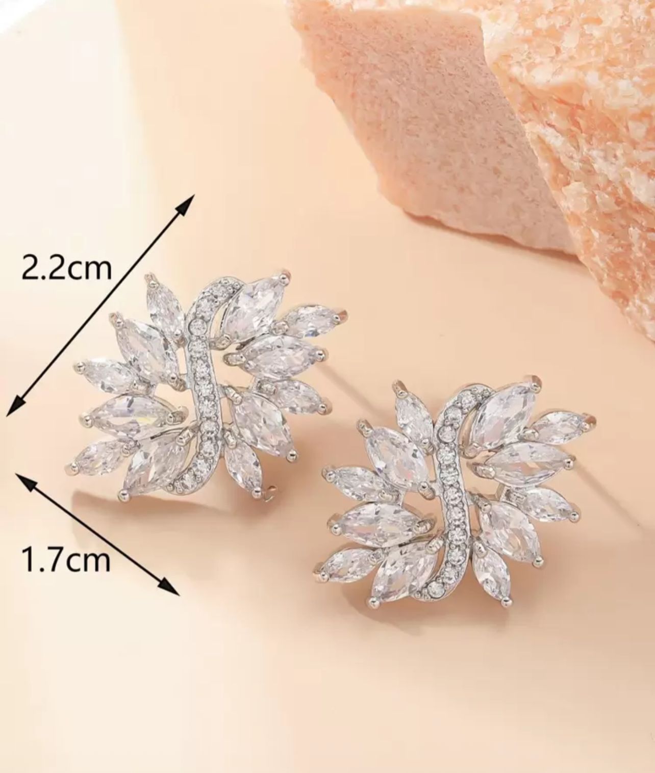 Cubic Zirconia Decor Stud Earrings