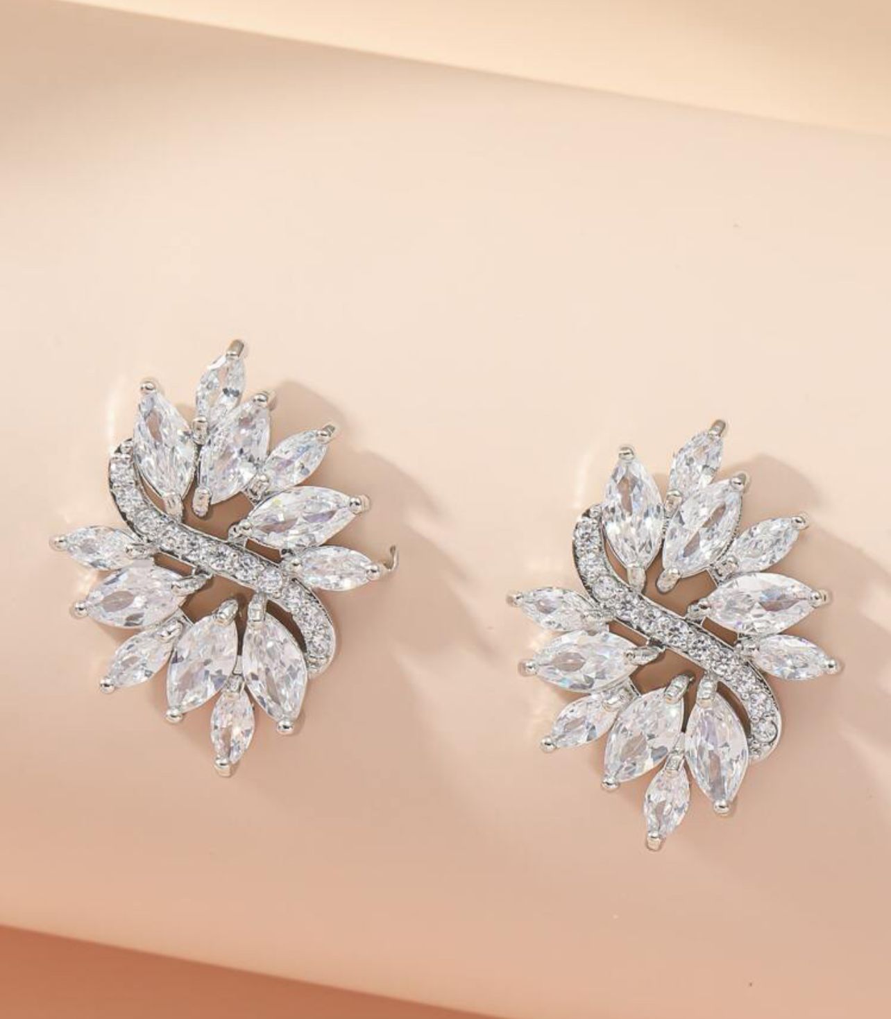 Cubic Zirconia Decor Stud Earrings