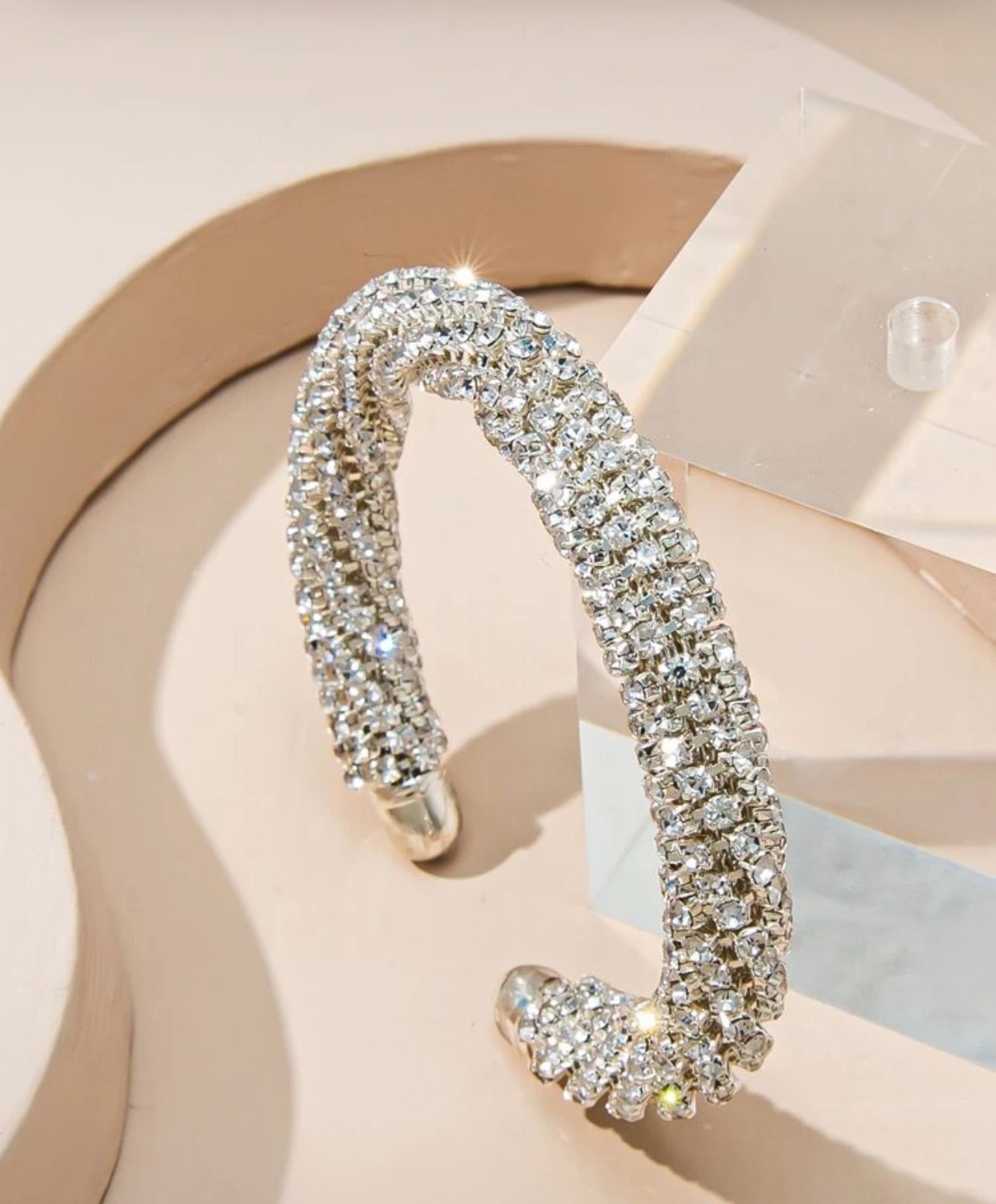 Rhinestone Decor Cuff Bangle